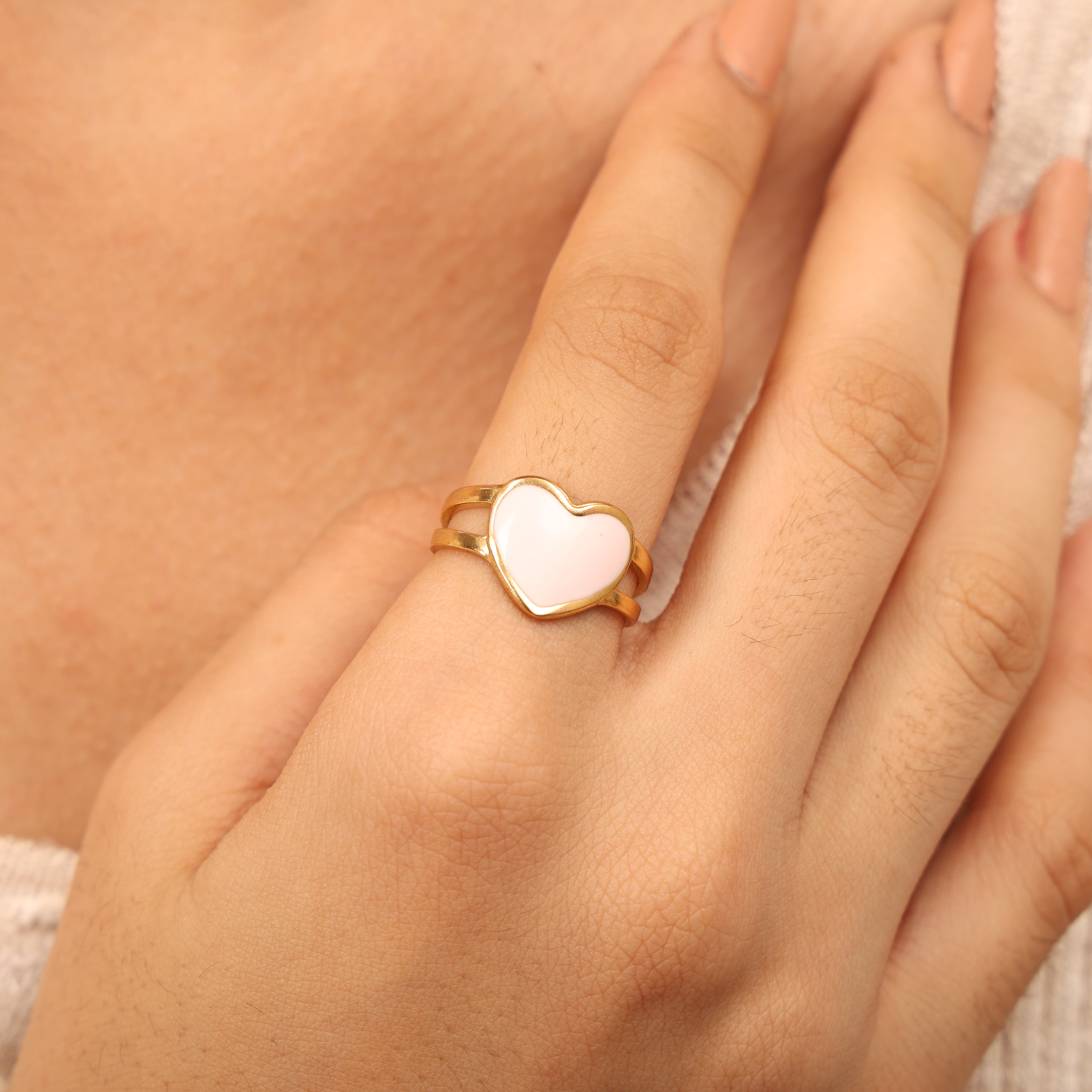 Pastel Heart Charm Ring
