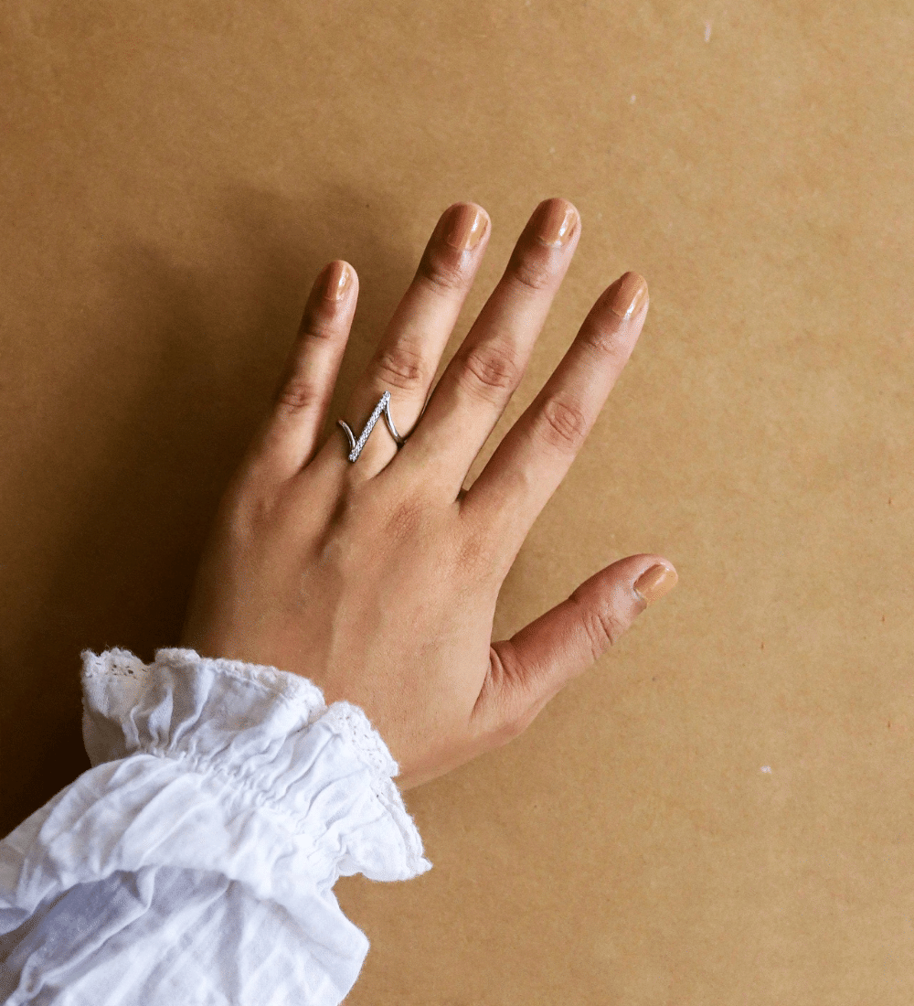 Minimalist Asymmetric Zircon Ring