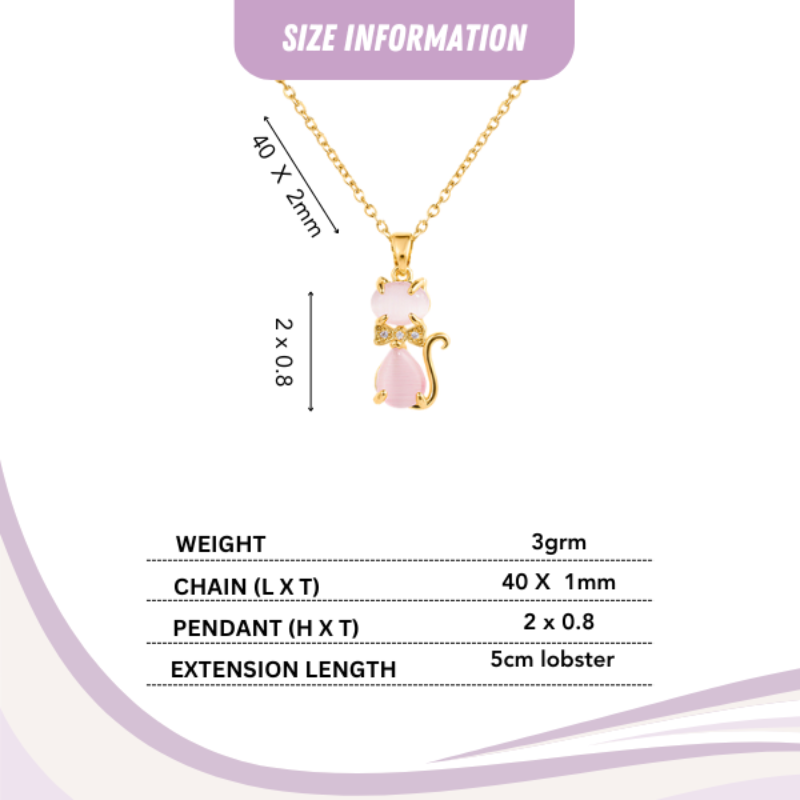 Pink Pussy Cat Pendant Necklace