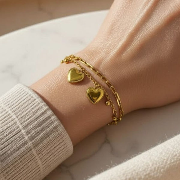 Double Layered Heart Bracelet