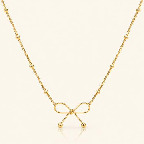 18k Gold Plated Opulent Ribbon Bow Necklace