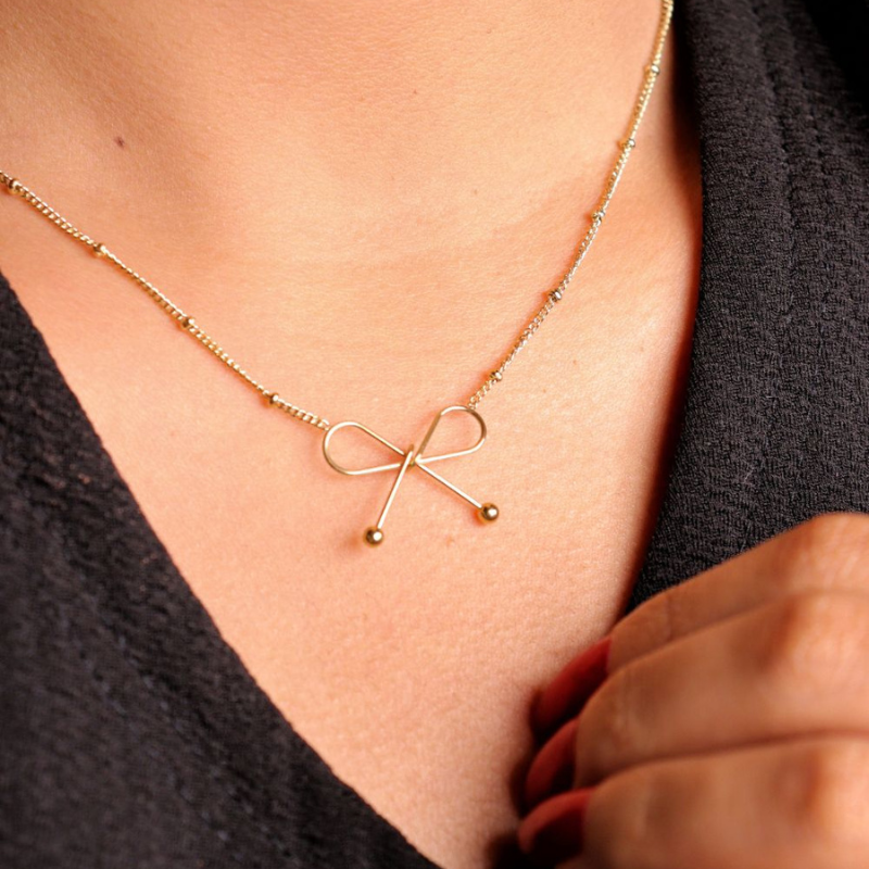 18k Gold Plated Opulent Ribbon Bow Necklace