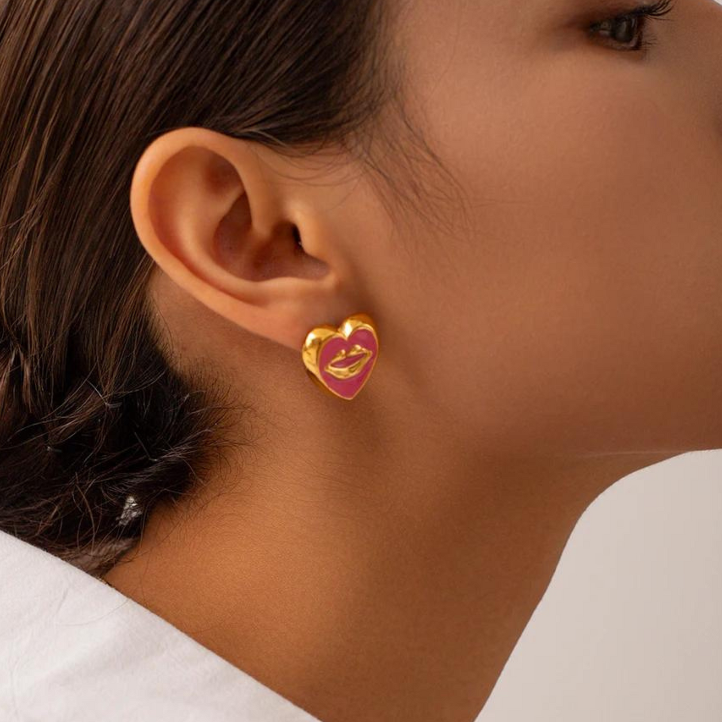 Pink Pucker up earrings