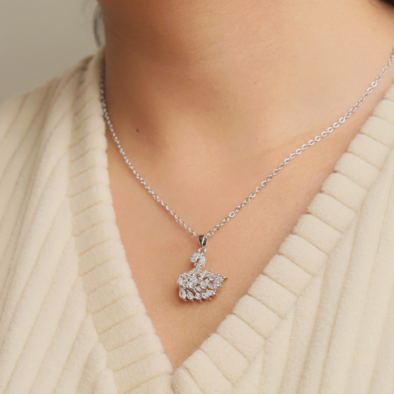 Zircon  Swan Pendant Necklace