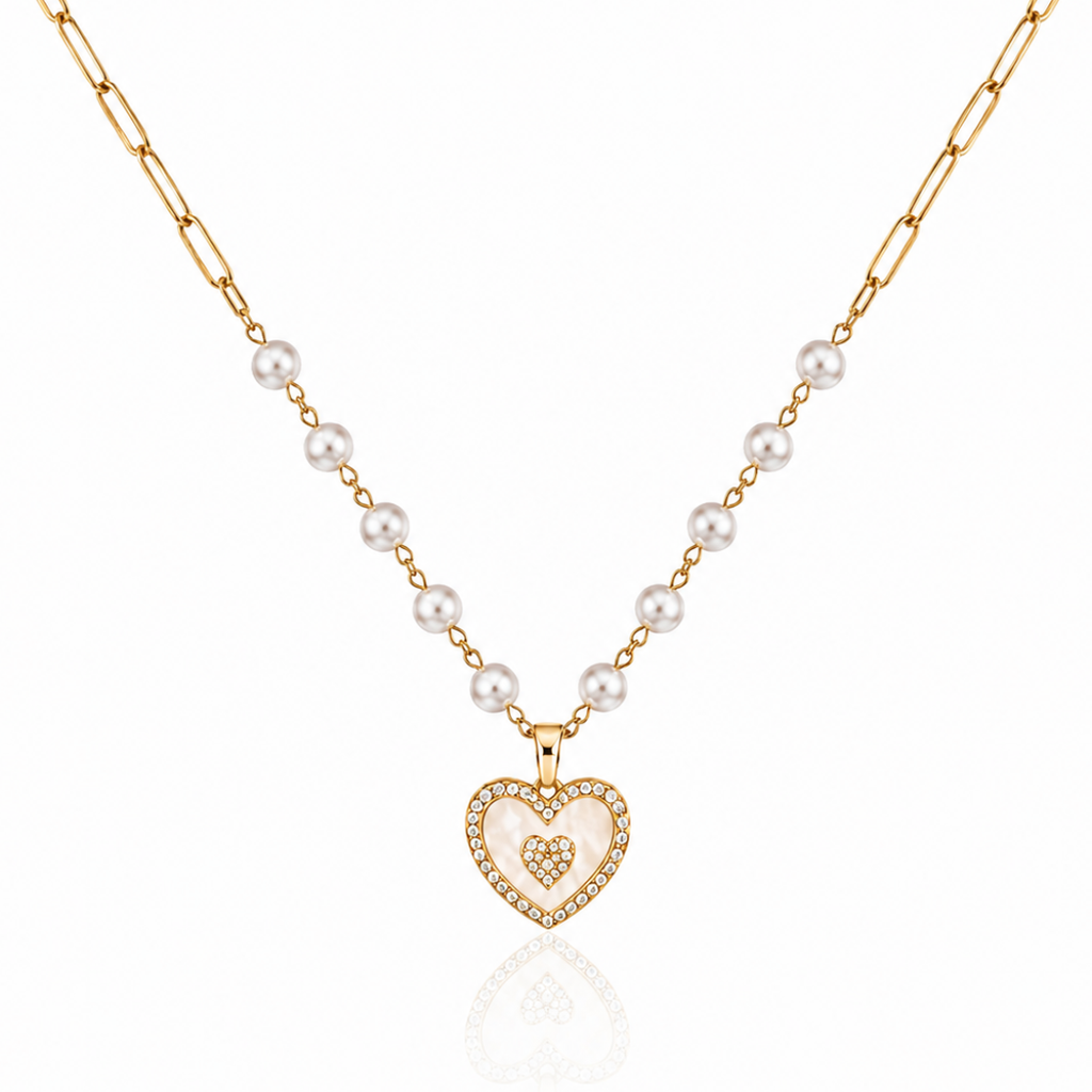 Pearl Heart Charm Necklace