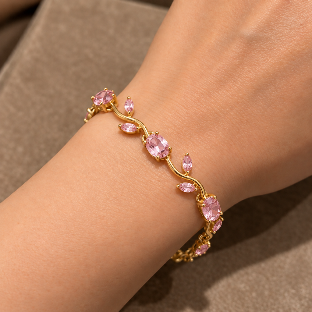 Blush Bloom Bracelet - 18k Gold ( Demi Fine )