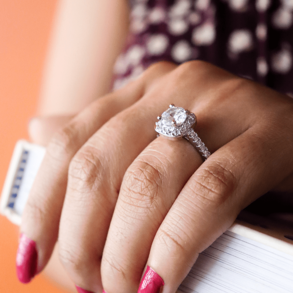 Cushion Halo Zircon Ring