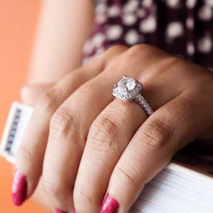 Cushion Halo Zircon Ring