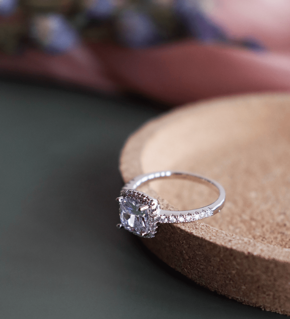 Pave Halo Cushion-Cut Ring