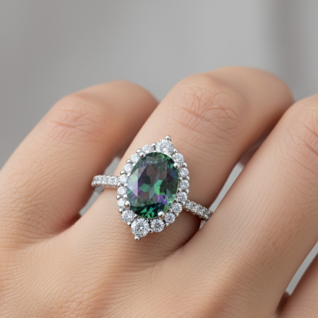 Mystic Oval Zircon Ring