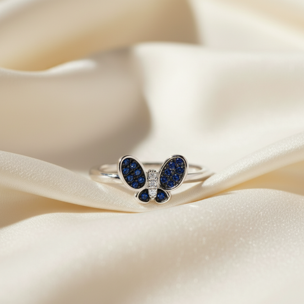 Deep Blue Butterfly Ring