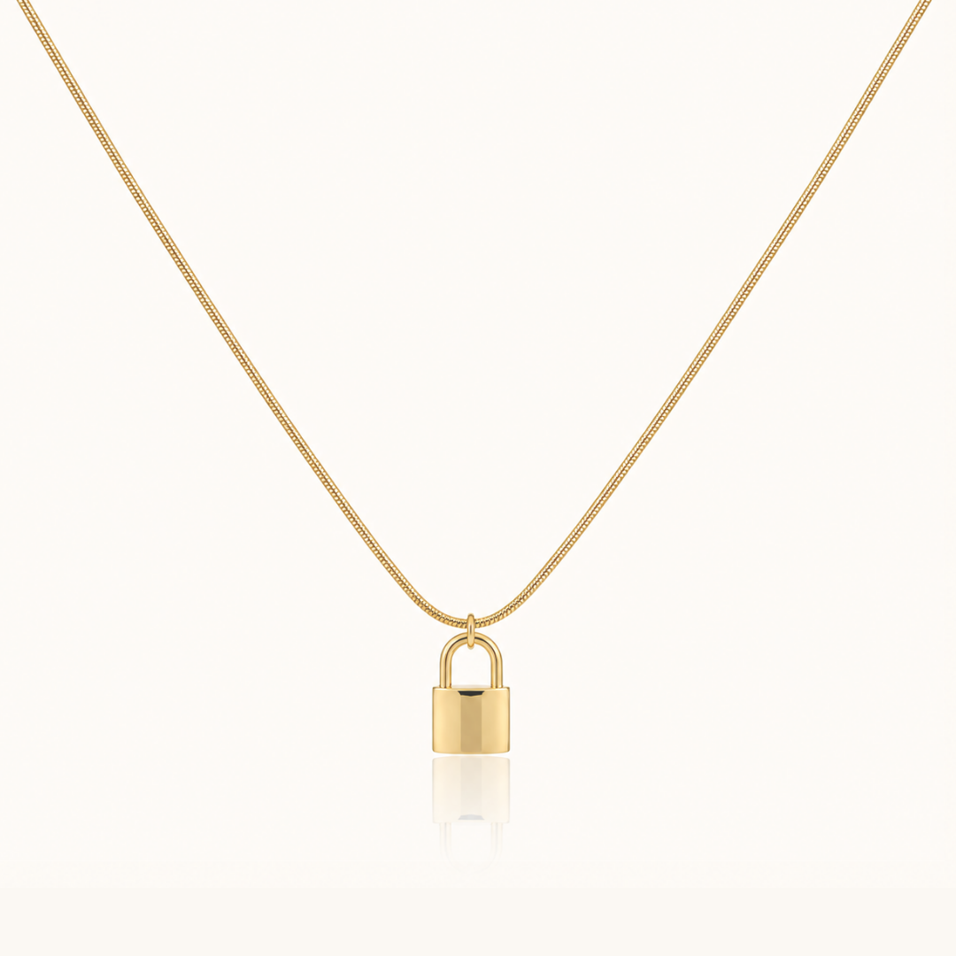 Golden Lock Necklace - 18k Gold (Demi Fine)