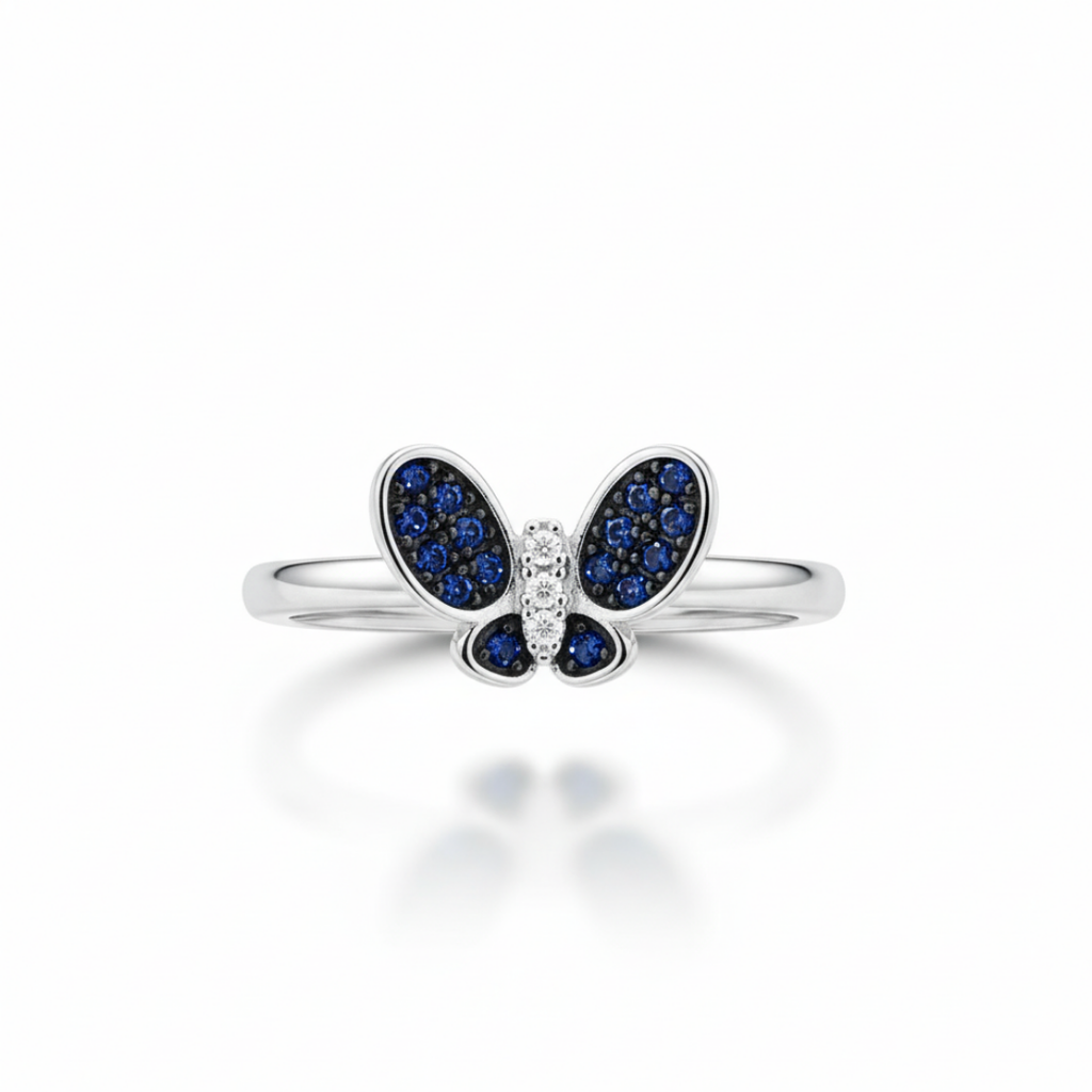 Deep Blue Butterfly Ring