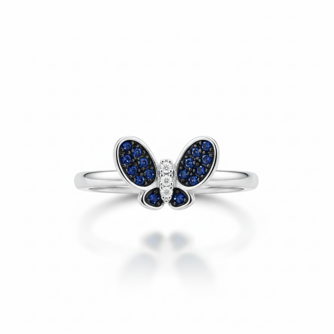 Deep Blue Butterfly Ring