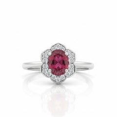 Hexagon Red Zircon Ring