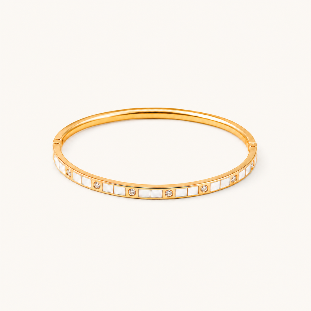 White Crystal Kada - 18k Gold (Demi Fine)