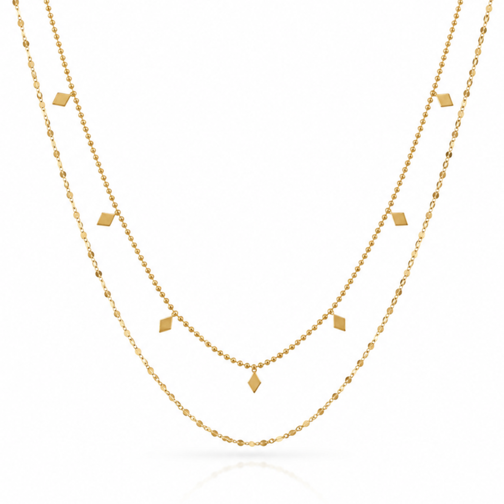 Golden Rhombus Layered Necklace
