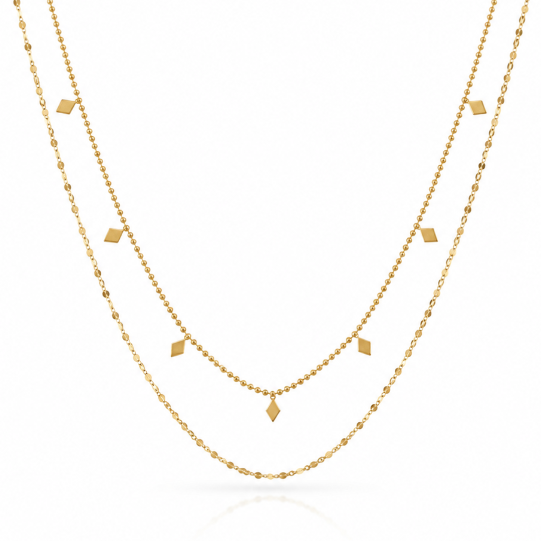 Golden Rhombus Layered Necklace