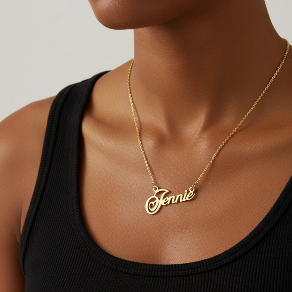 Gold Plated Name Necklace With Elegant Chain
