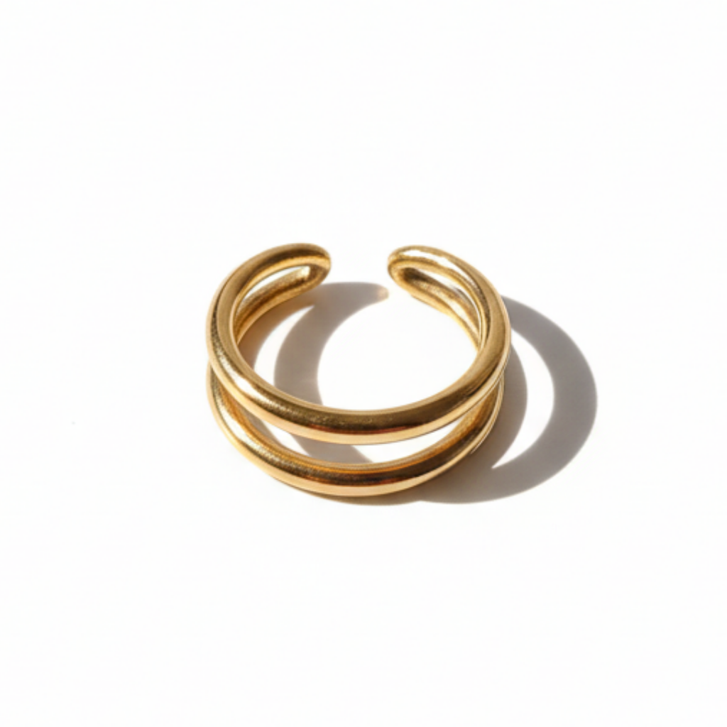 Golden Double Loop Ring