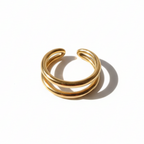Golden Double Loop Ring - 18K (Demi Fine)