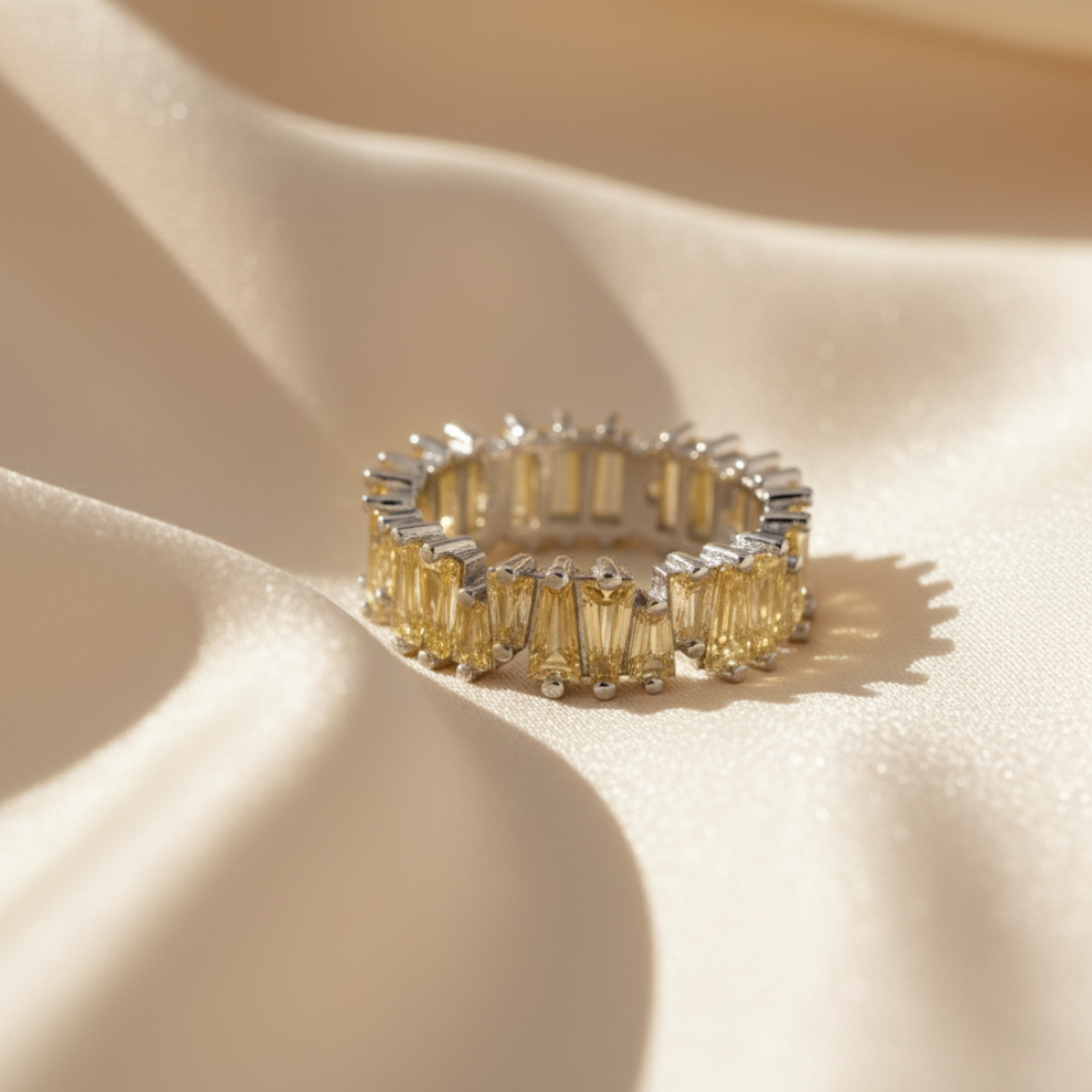 Yellow Zircon Baguette Eternity Ring