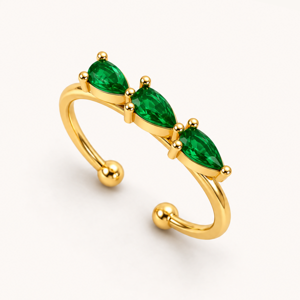 Emerald Drift Ring - 18k Gold (Demi Fine)