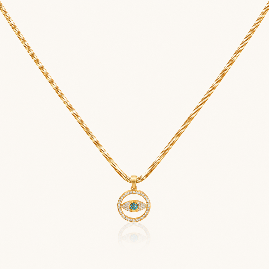 Golden Nazar Pendant Necklace.