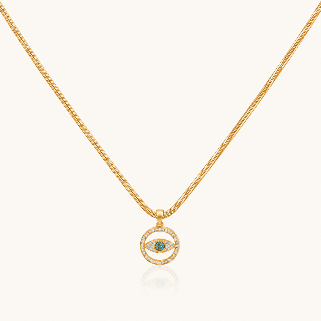 Golden Nazar Pendant Necklace.