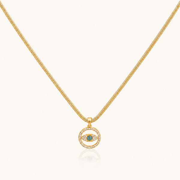 Golden Nazar Pendant Necklace.