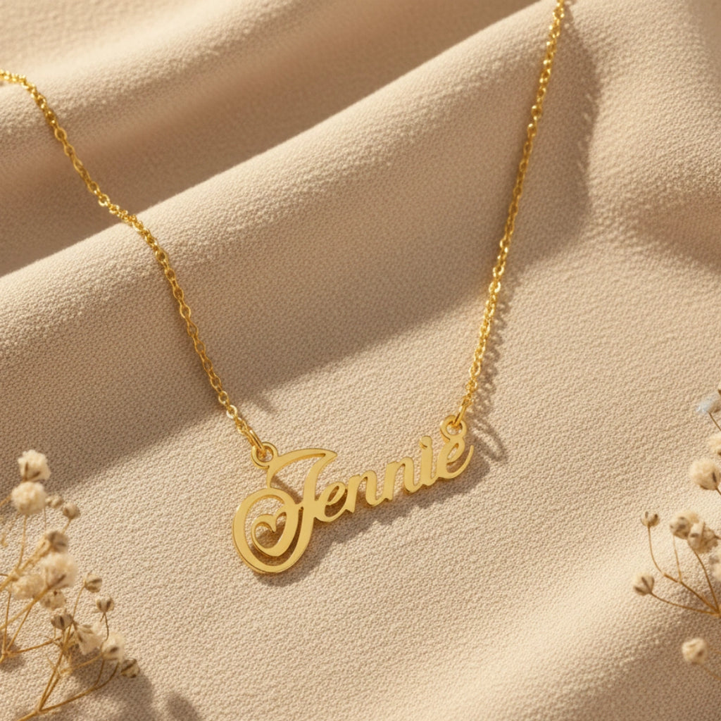 Gold Plated Name Necklace With Elegant Chain
