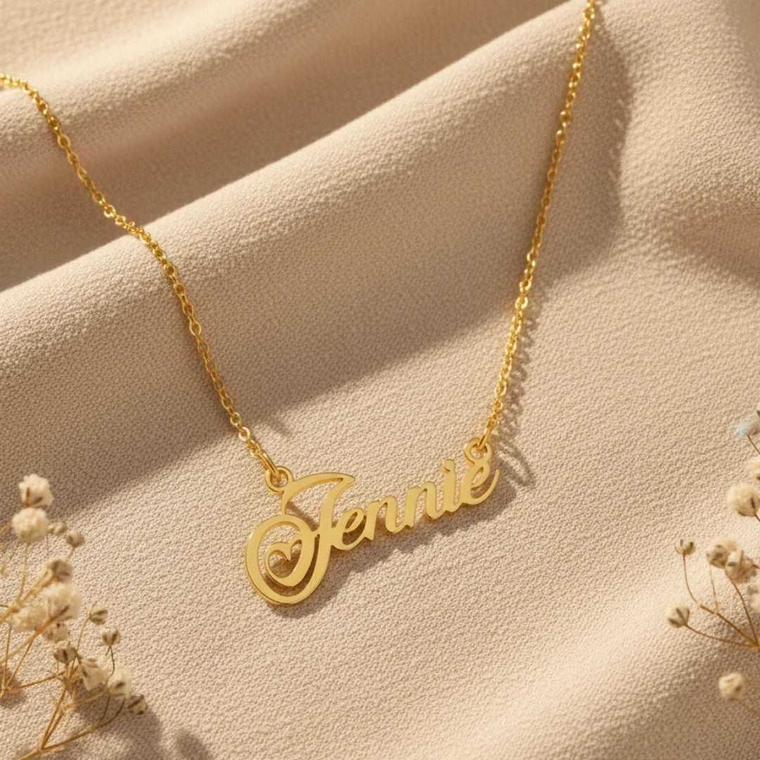 Gold Plated Name Necklace With Elegant Chain