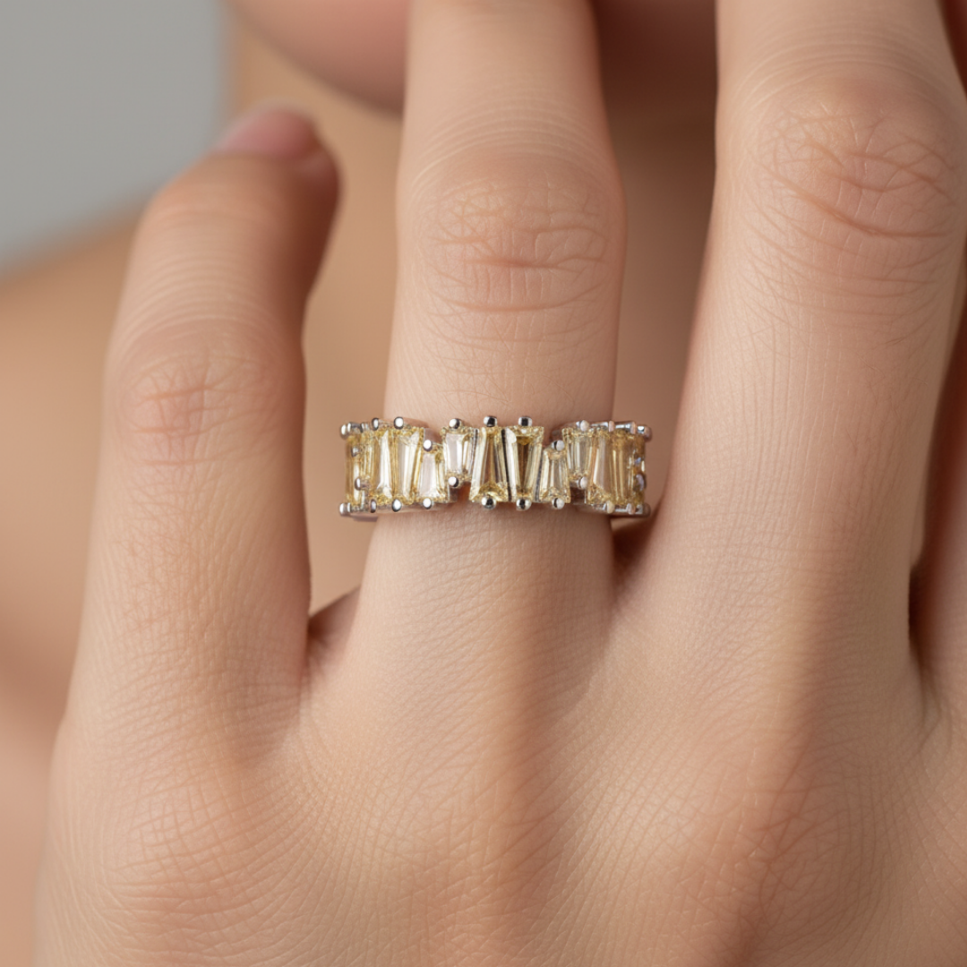Yellow Zircon Baguette Eternity Ring