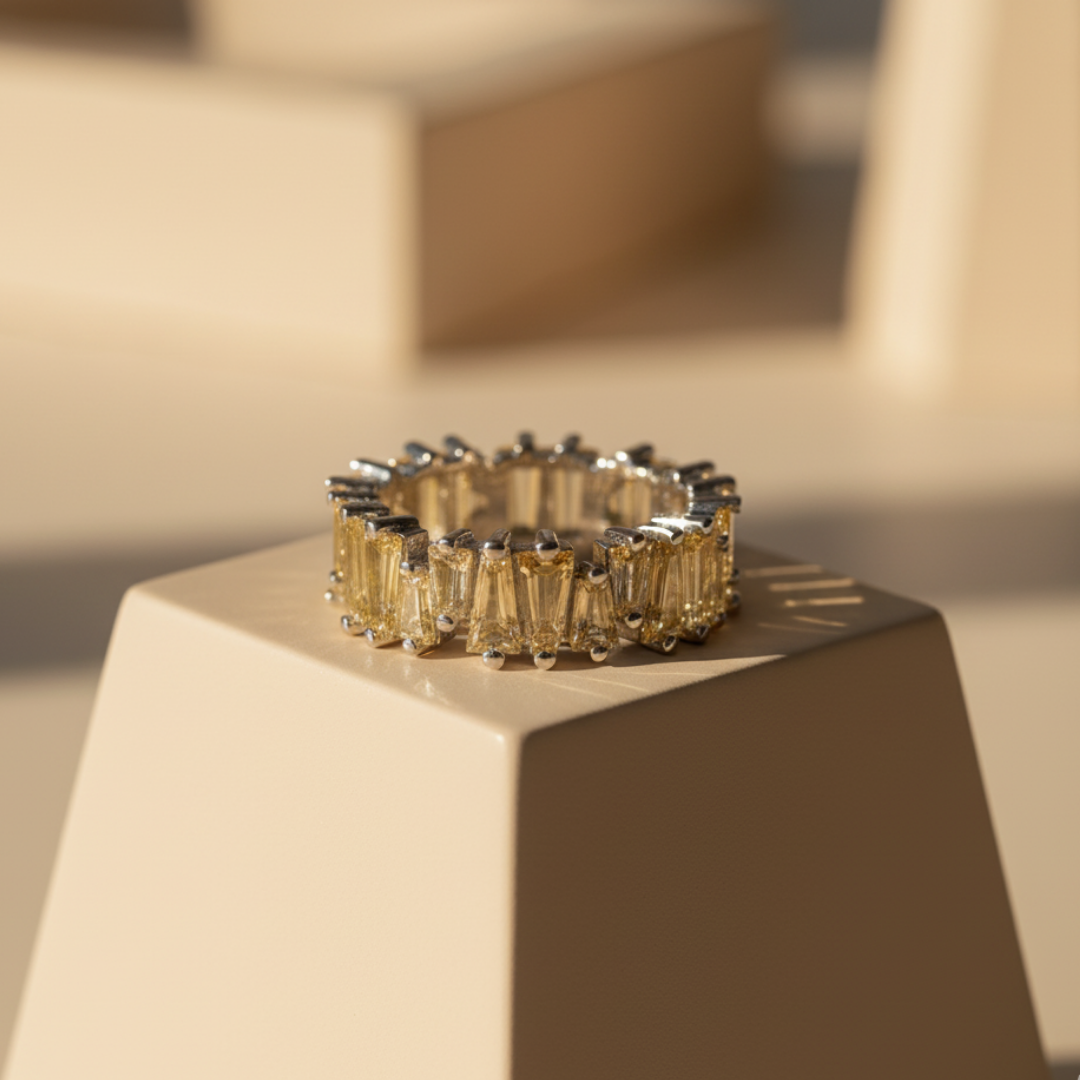 Yellow Zircon Baguette Eternity Ring