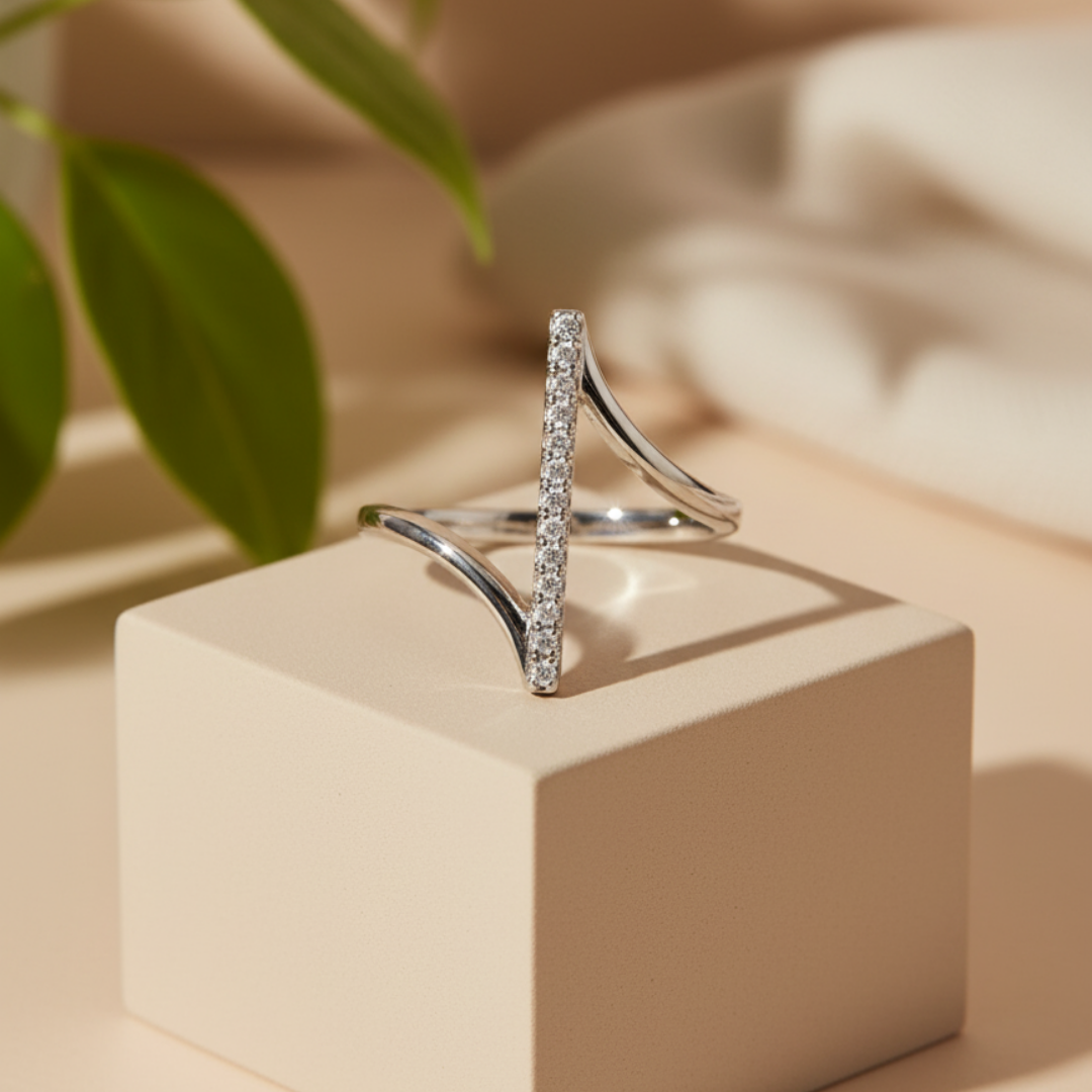 Minimalist Asymmetric Zircon Ring