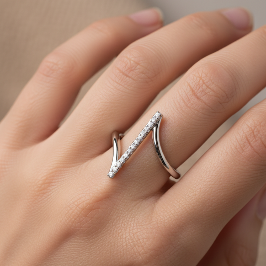 Minimalist Asymmetric Zircon Ring
