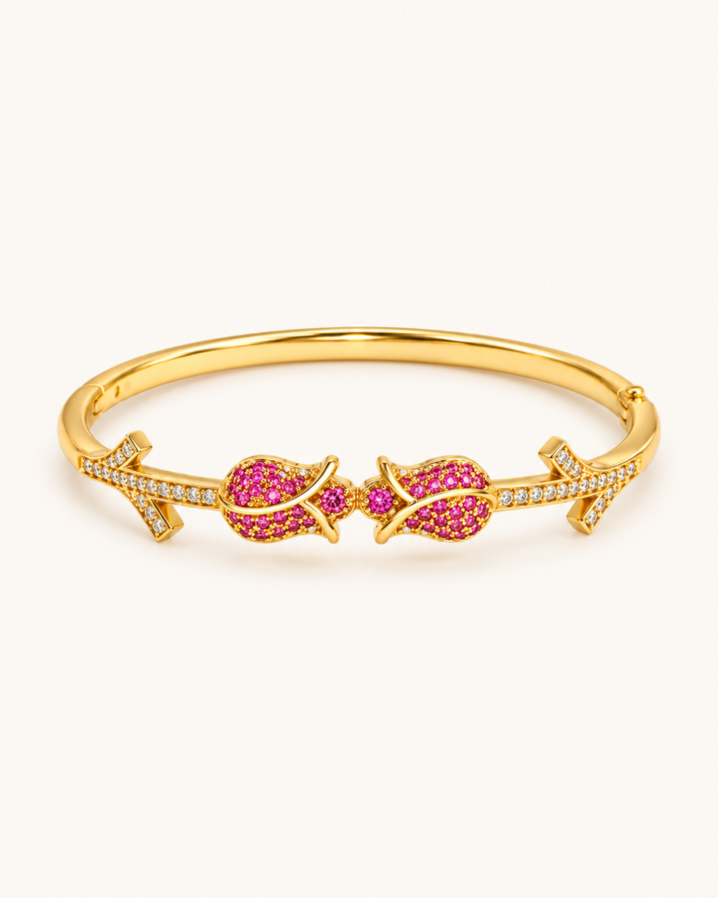 Twin Blossom Kada - 18k Gold ( Demi Fine )