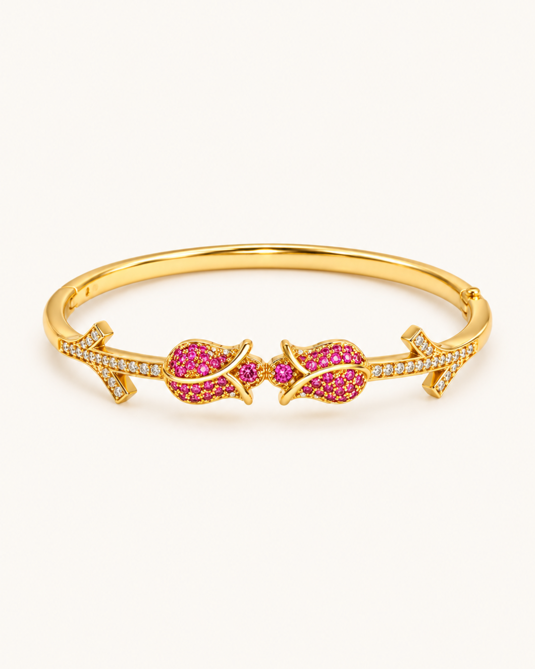Twin Blossom Kada - 18k Gold ( Demi Fine )