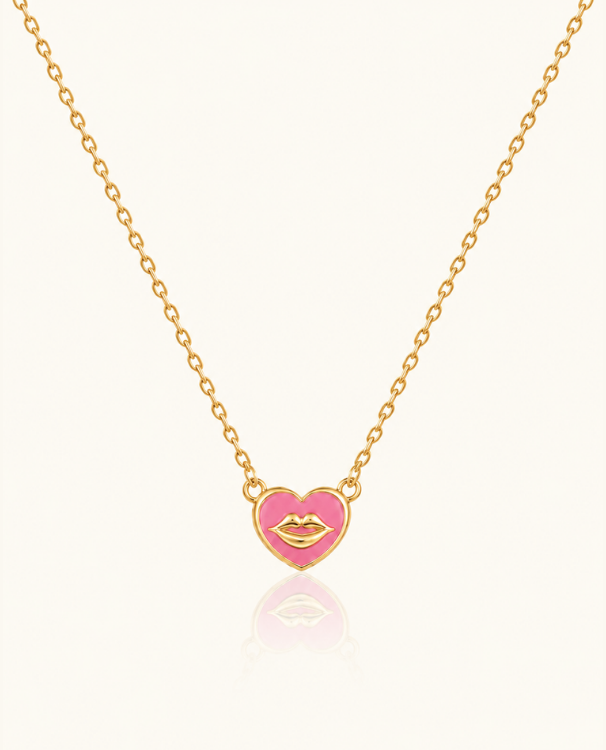 Pink Kiss necklace - 18k Gold (Demi Fine)