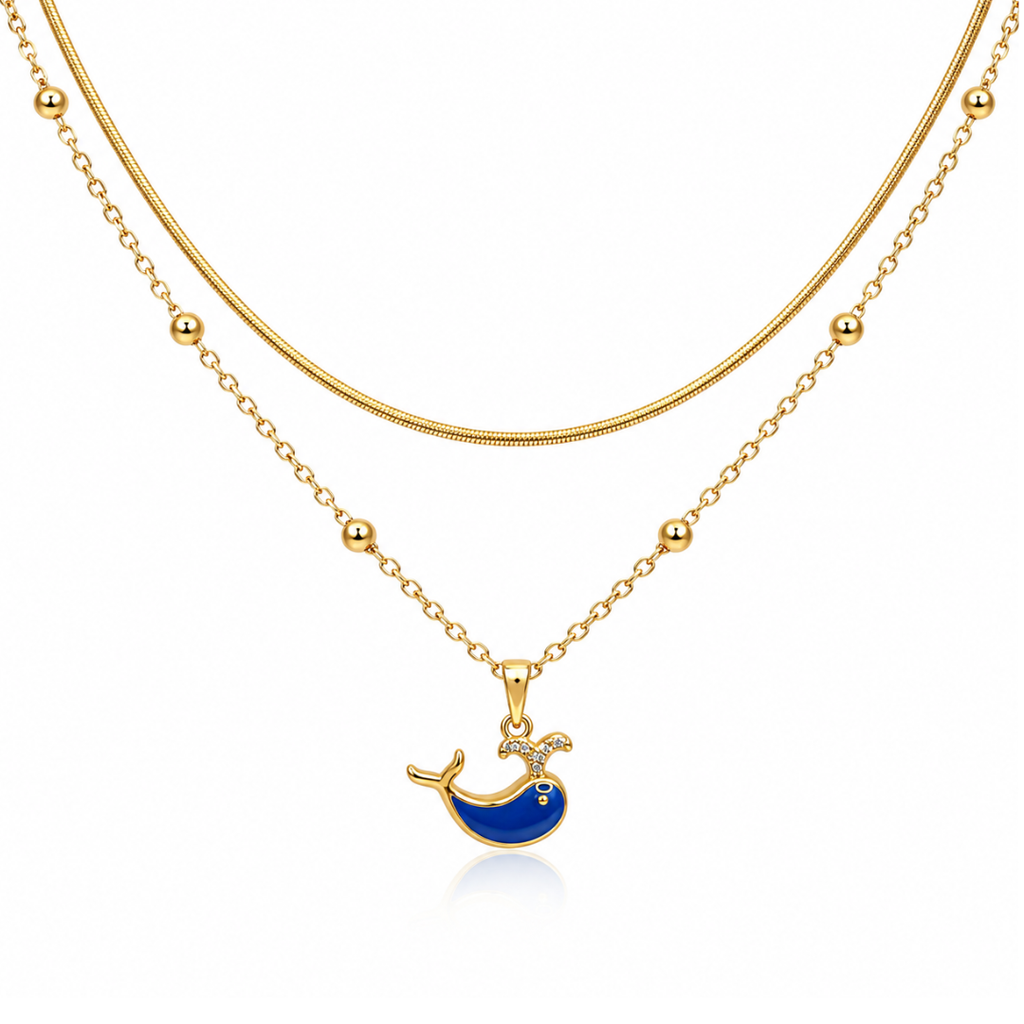Blue Whale Charm Necklace