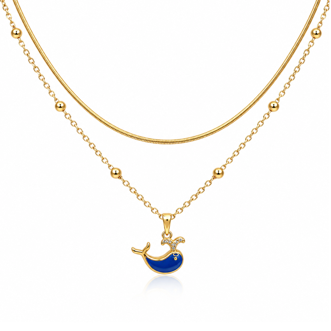 Blue Whale Charm Necklace