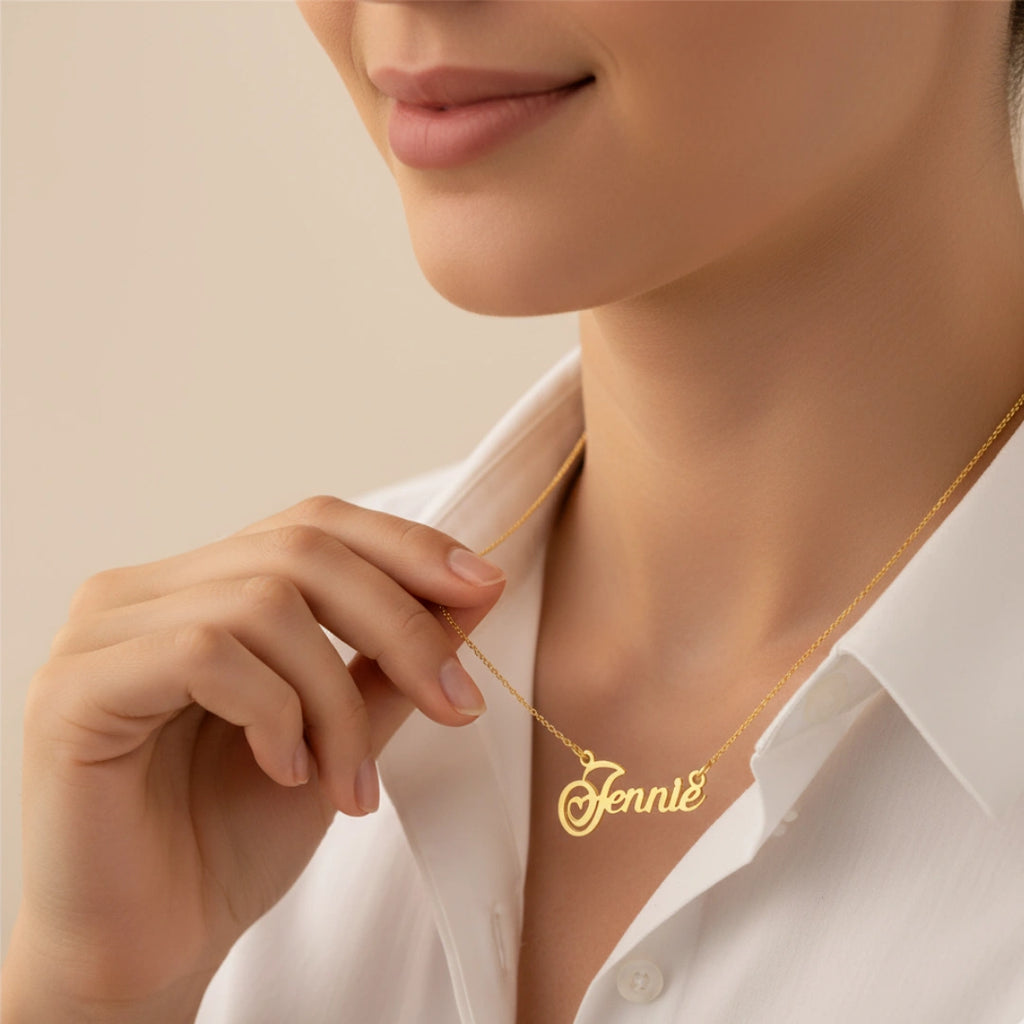 Gold Plated Name Necklace With Elegant Chain