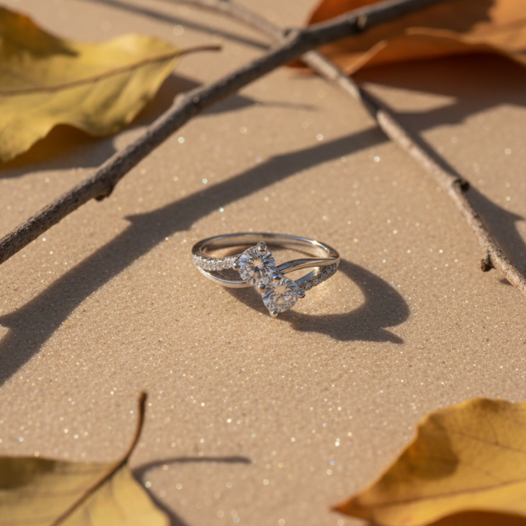 Two-Stone Bypass Zircon Ring
