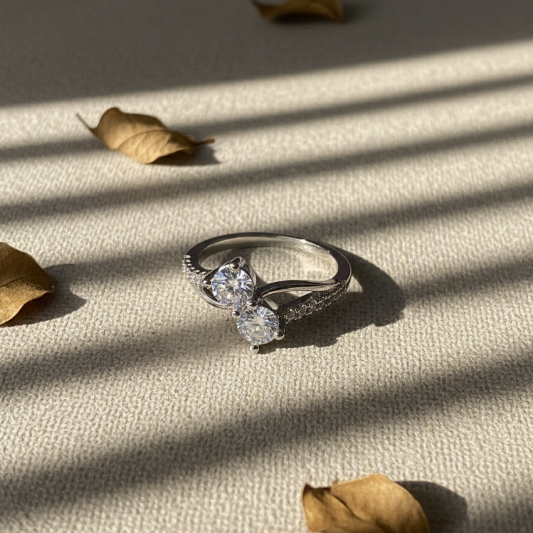Two-Stone Bypass Zircon Ring