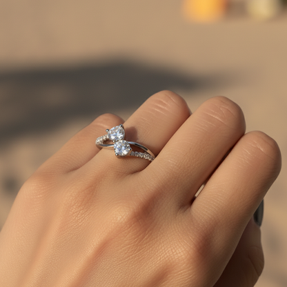 Two-Stone Bypass Zircon Ring