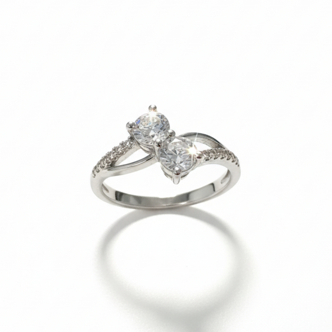 Two-Stone Bypass Zircon Ring