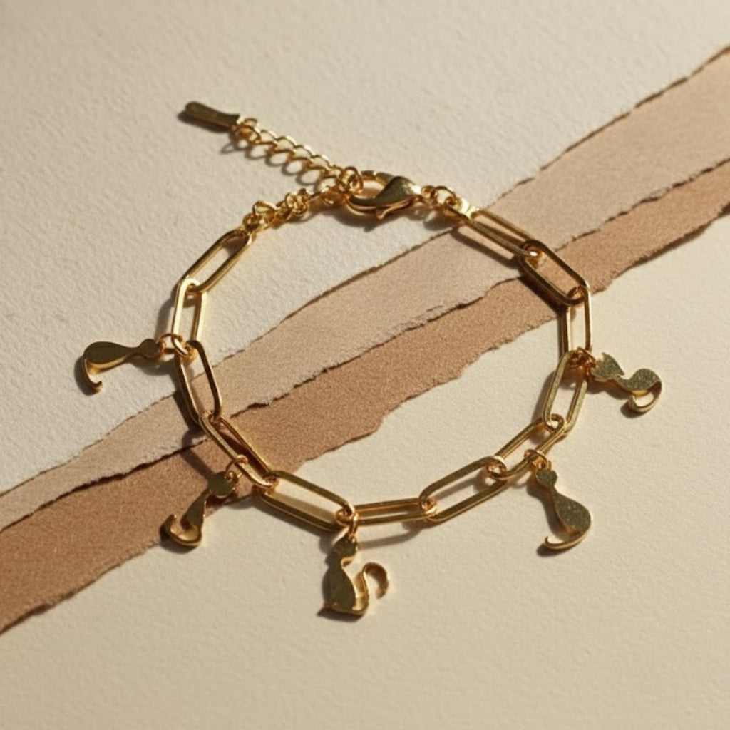 Golden Kitty Charm Bracelet