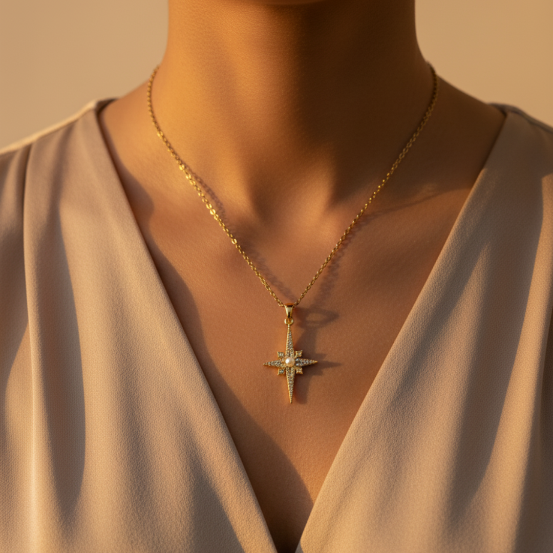 Celestial Pearl And Zircon Diamond Necklace