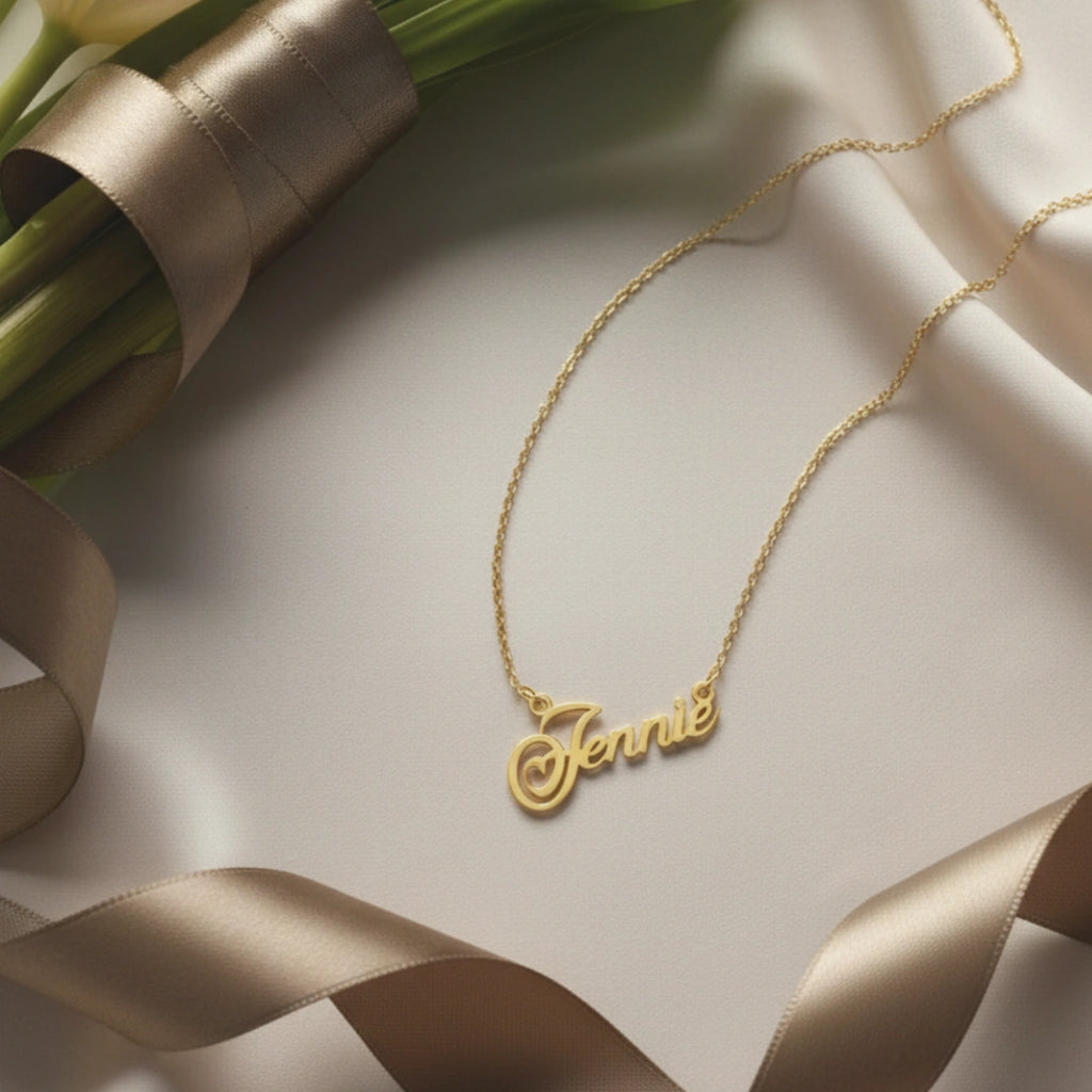 Gold Plated Name Necklace With Elegant Chain