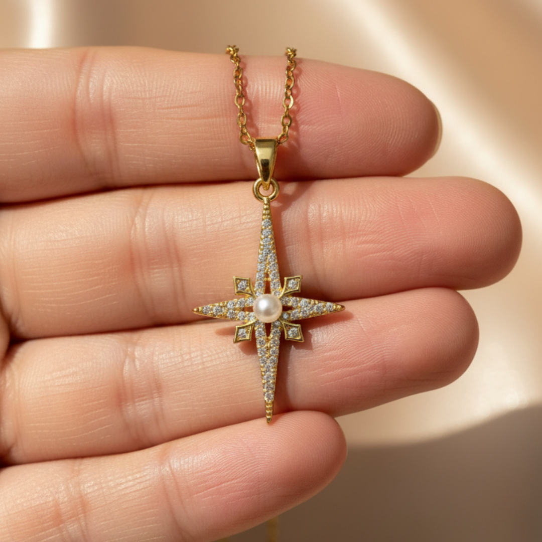 Celestial Pearl And Zircon Diamond Necklace